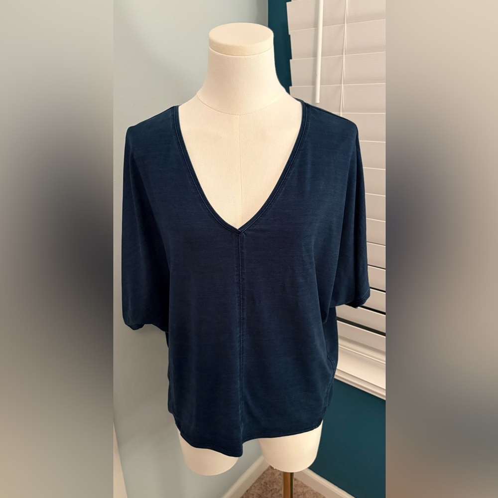 White House Black Market Deep Blue V-Neck Blouse